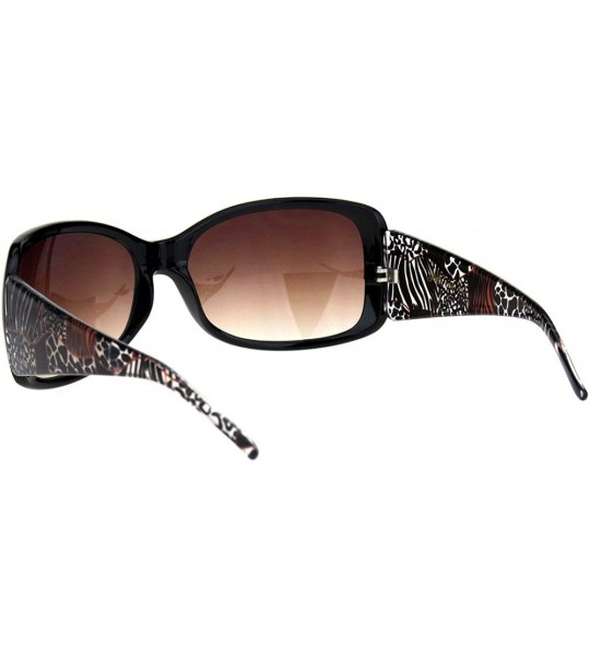 Rectangular Womens 90s Plastic Warp Rectangular Butterfly Designer Sunglasses - Black Brown - CI18K0WSEK2 $18.25