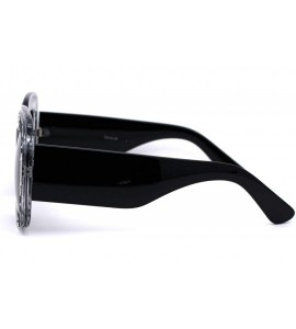 Rectangular Womens Rectangular Foliage Jewel Trim Thick Plastic Sunglasses - All Black - C61958DIUO0 $25.48