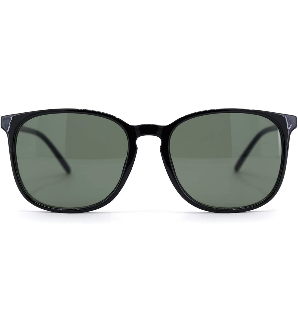 Rectangular Womens Boyfriend Style Thin Horn Rim Keyhole Sunglasses - Black Green - CX18U9ESLAN $18.16