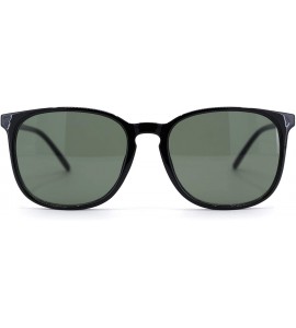 Rectangular Womens Boyfriend Style Thin Horn Rim Keyhole Sunglasses - Black Green - CX18U9ESLAN $18.16