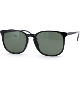 Rectangular Womens Boyfriend Style Thin Horn Rim Keyhole Sunglasses - Black Green - CX18U9ESLAN $18.16