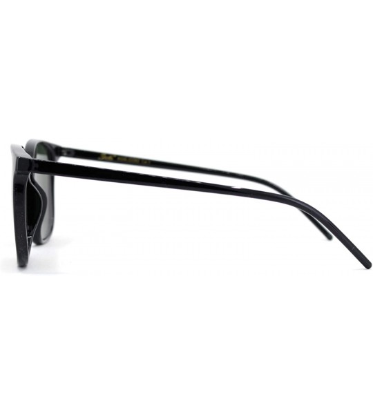 Rectangular Womens Boyfriend Style Thin Horn Rim Keyhole Sunglasses - Black Green - CX18U9ESLAN $18.16