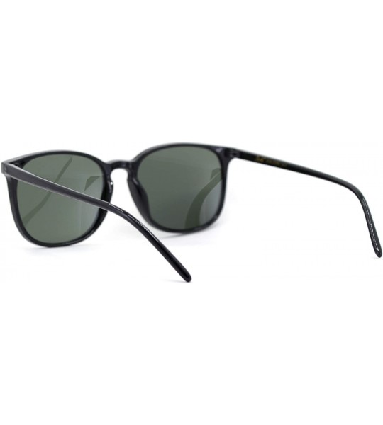 Rectangular Womens Boyfriend Style Thin Horn Rim Keyhole Sunglasses - Black Green - CX18U9ESLAN $18.16