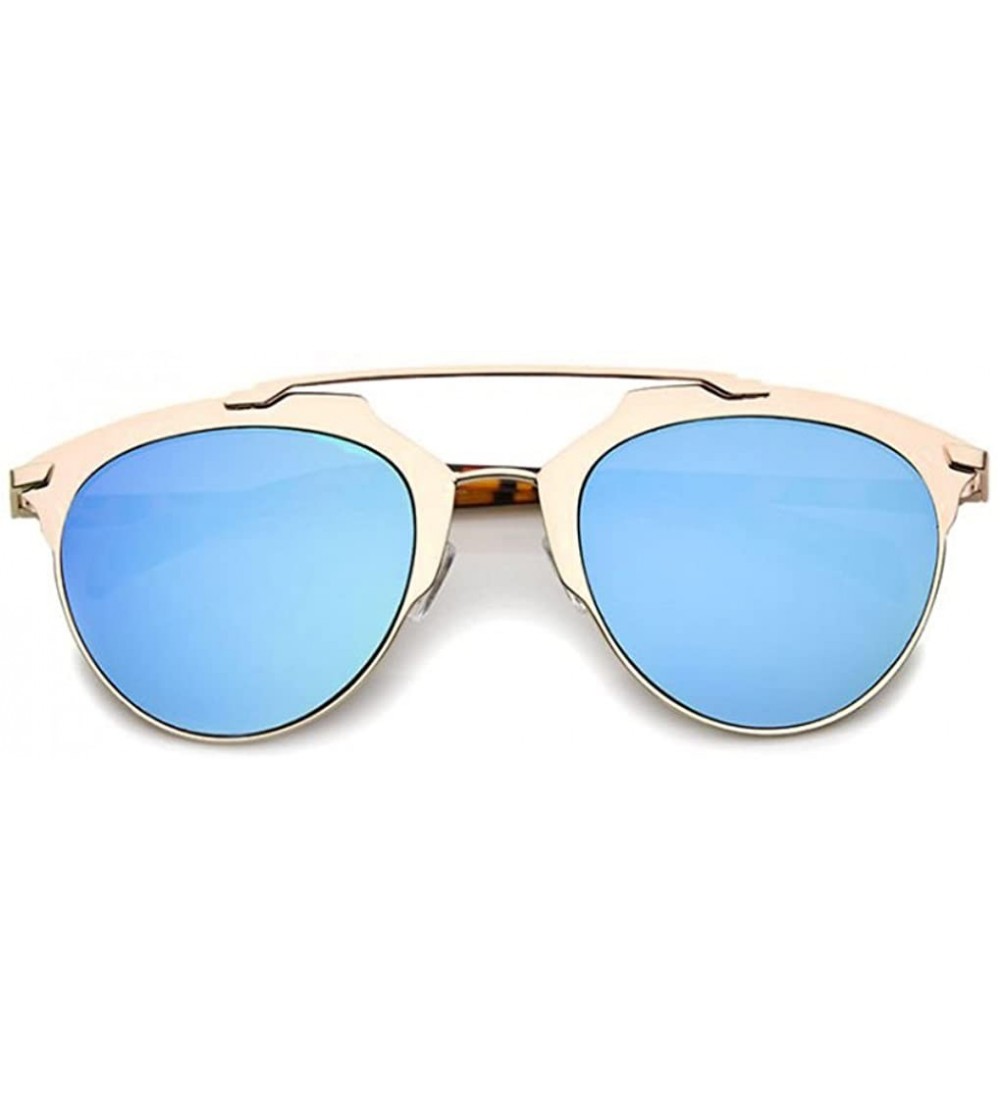 Aviator Women's City Pantos Aviator Mirrored Lens Sunglasses - Rose Gold/Blue - CG18EHLGZCL $32.80