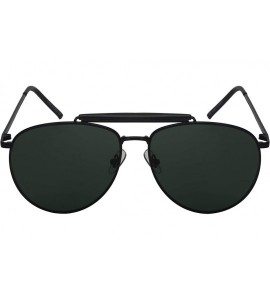 Aviator Classic Metal Aviator Sunglasses for Men Women 5147-FLAP - Black Frame/Green Lens - CL18I248N7Z $19.57