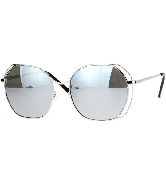 Square Chic Designer Fashion Sunglasses Womens Square Metal Frame UV 400 - Silver (Silver Mirror) - CY187C6M4T5 $21.95