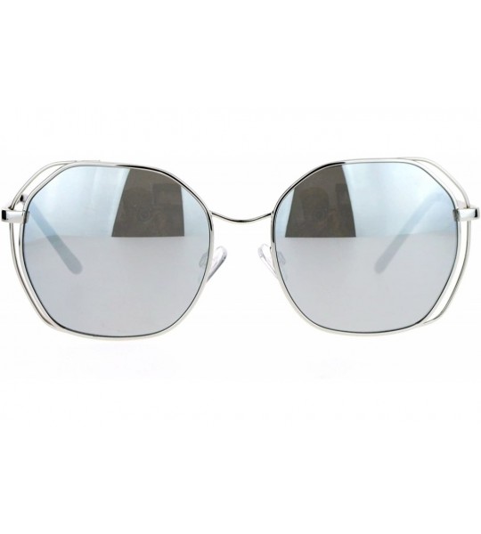 Square Chic Designer Fashion Sunglasses Womens Square Metal Frame UV 400 - Silver (Silver Mirror) - CY187C6M4T5 $21.95