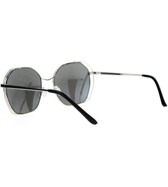 Square Chic Designer Fashion Sunglasses Womens Square Metal Frame UV 400 - Silver (Silver Mirror) - CY187C6M4T5 $21.95