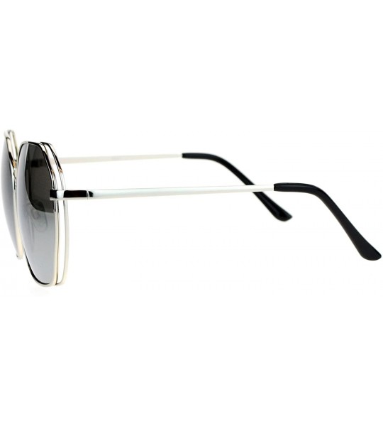 Square Chic Designer Fashion Sunglasses Womens Square Metal Frame UV 400 - Silver (Silver Mirror) - CY187C6M4T5 $21.95