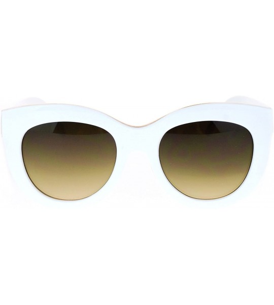 Cat Eye Diva Thick Plastic Oversize Cat Eye Womens Sunglasses - White - CF12NTL1KJA $23.41