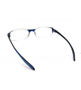 Rectangular Super Lightweight Reading Glasses Free Pouch HalfRim - Blue Crystal Transparent - CZ187S5422D $33.16