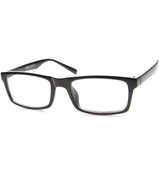 Rectangular Modern Fashion Basic Eyewear Rectangular Clear Lens Horn Rimmed Glasses 52mm - Black / Clear - C717YOTAN5A $19.79