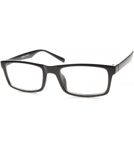 Rectangular Modern Fashion Basic Eyewear Rectangular Clear Lens Horn Rimmed Glasses 52mm - Black / Clear - C717YOTAN5A $19.79