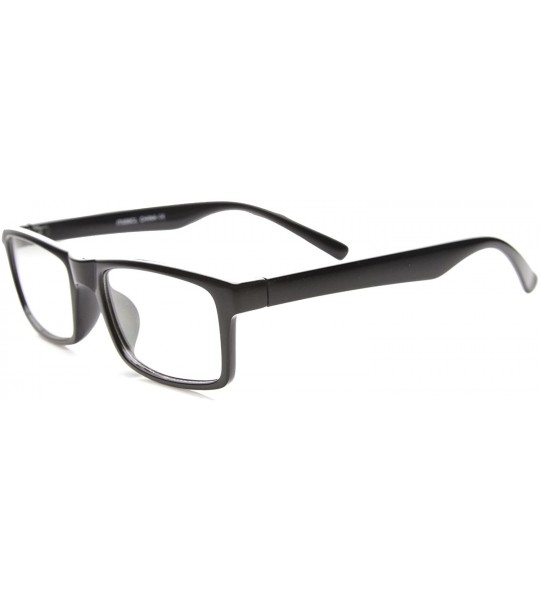 Rectangular Modern Fashion Basic Eyewear Rectangular Clear Lens Horn Rimmed Glasses 52mm - Black / Clear - C717YOTAN5A $19.79