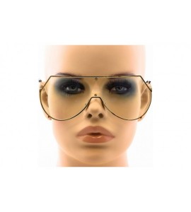 Goggle Oversize Unisex Flat Top Aviator Retro Shield Mirrored Lens Rimless Sunglasses - Clear Lens - CQ18220WX28 $19.47