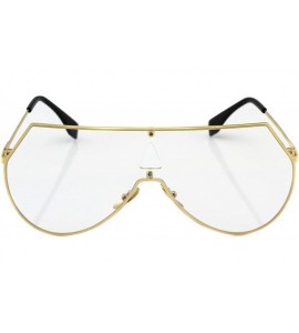 Goggle Oversize Unisex Flat Top Aviator Retro Shield Mirrored Lens Rimless Sunglasses - Clear Lens - CQ18220WX28 $19.47