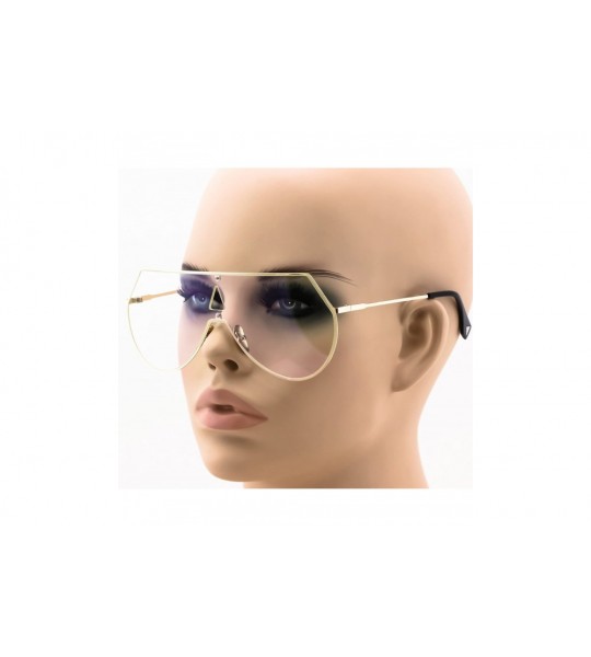 Goggle Oversize Unisex Flat Top Aviator Retro Shield Mirrored Lens Rimless Sunglasses - Clear Lens - CQ18220WX28 $19.47