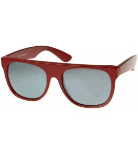 Wayfarer Modern Retro Reflective Mirror Lens Super Flat Top Horn Rimmed Sunglasses (Red) - CB116Q2KGIJ $18.22