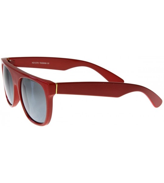 Wayfarer Modern Retro Reflective Mirror Lens Super Flat Top Horn Rimmed Sunglasses (Red) - CB116Q2KGIJ $18.22