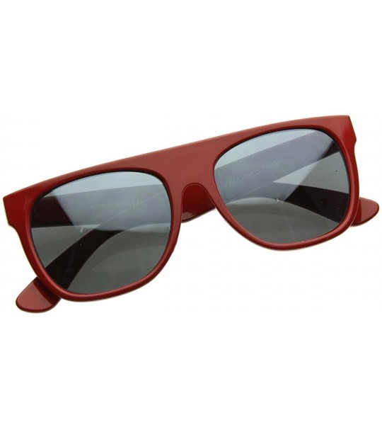 Wayfarer Modern Retro Reflective Mirror Lens Super Flat Top Horn Rimmed Sunglasses (Red) - CB116Q2KGIJ $18.22