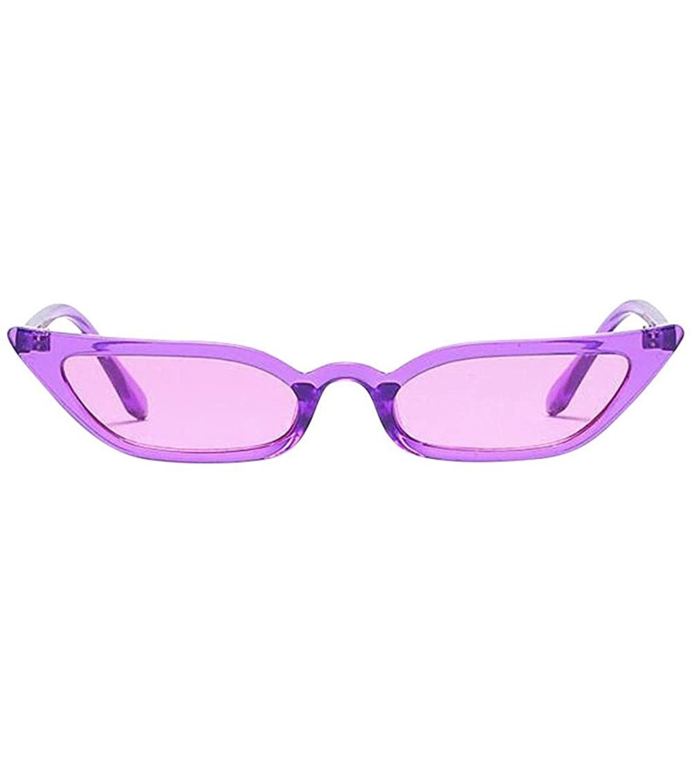 Oval Women Vintage Cat Eye Sunglasses Retro Small Frame UV400 Eyewear Fashion Ladies - Purple - CM1945CGH0Z $16.89