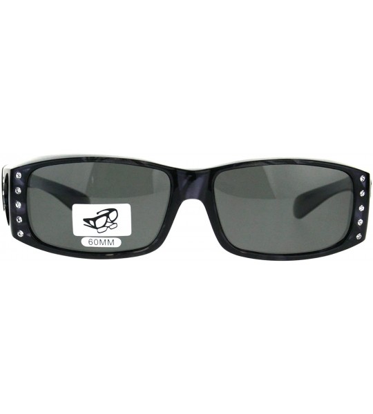 Rectangular Polarized Rhinestone Bling Anti-glare Lens Rectangular Fit Over Sunglasses - Purple - CK1878QZU65 $23.66