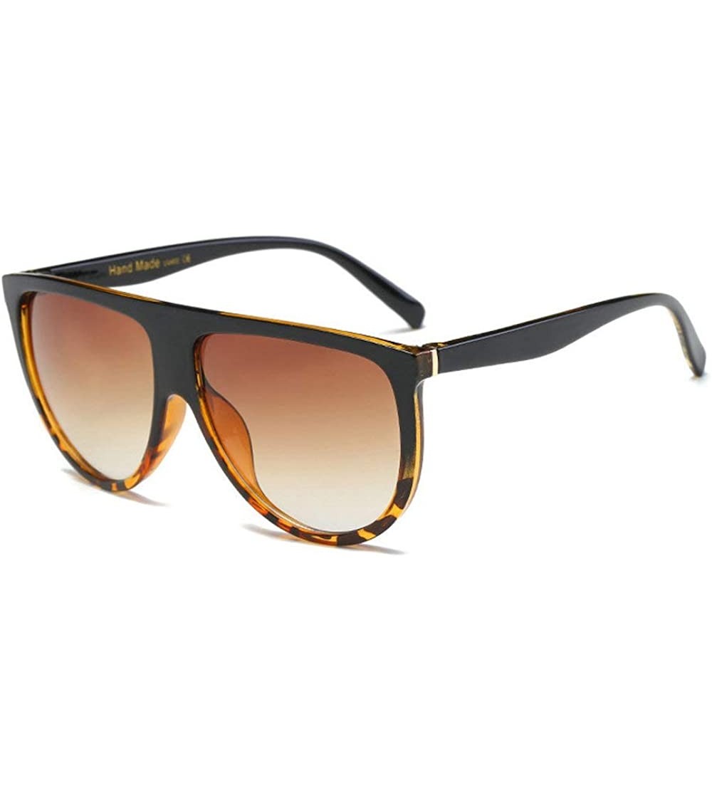 Round Retro big box sunglasses unisex trend round face sunglasses Siamese sunglasses - Black Leopard - CT18RH5R4R7 $28.13