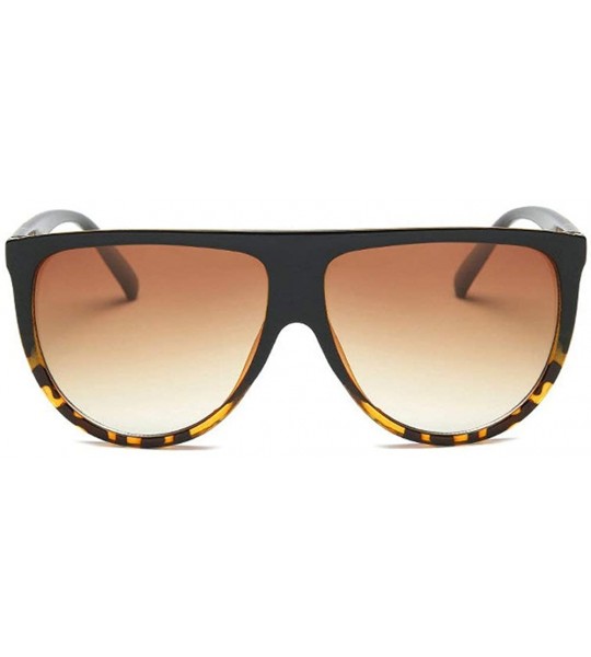 Round Retro big box sunglasses unisex trend round face sunglasses Siamese sunglasses - Black Leopard - CT18RH5R4R7 $28.13