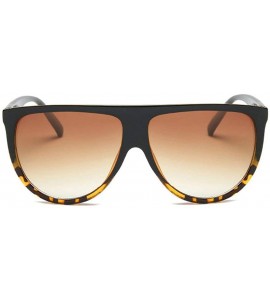 Round Retro big box sunglasses unisex trend round face sunglasses Siamese sunglasses - Black Leopard - CT18RH5R4R7 $28.13