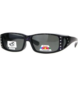 Rectangular Polarized Rhinestone Bling Anti-glare Lens Rectangular Fit Over Sunglasses - Purple - CK1878QZU65 $23.66