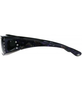 Rectangular Polarized Rhinestone Bling Anti-glare Lens Rectangular Fit Over Sunglasses - Purple - CK1878QZU65 $23.66
