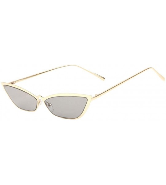 Cat Eye Wide Thin Flat Metal Frame Cat Eye Sunglasses - Gold - CF1983K5329 $27.40