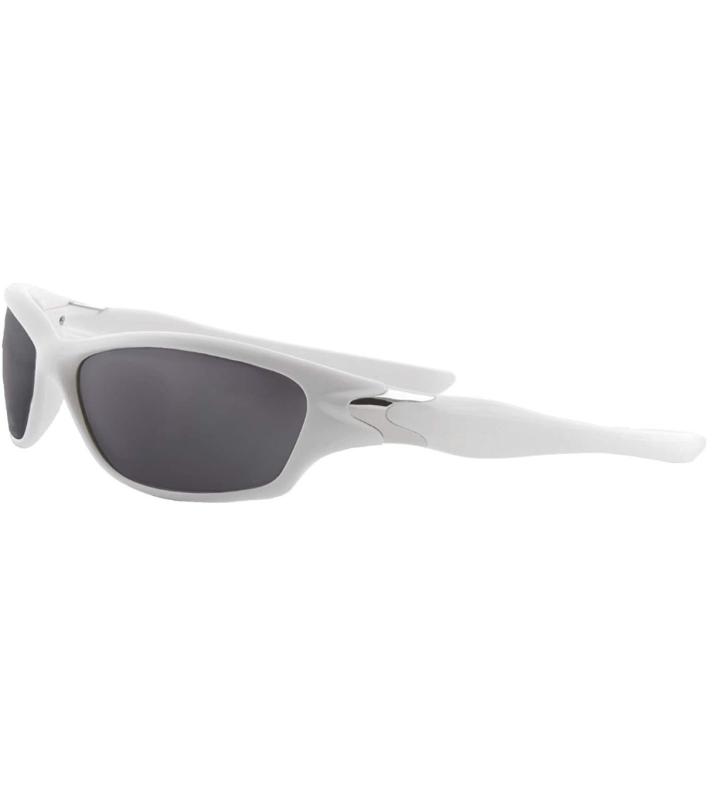 Goggle Sunglasses for Men Full Frame Mirrored Lens Outdoor Sport Sunglasses - White Frame/ Mirror Silver Lens - C118K4SEK5Z $...