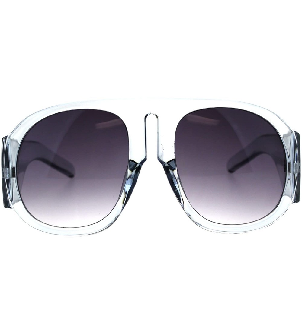 Sport Oversize Thick Temple Sport Racer Mobster Sunglasses - Clear Smoke - CW18G7QMR2U $22.76