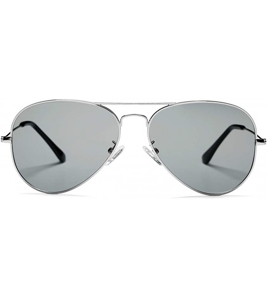 Aviator Aviator Sunglasses for Women Men Lightweight Metal Frame 100% UV Protection - Silver Frame / Grey Lens - C11900RG0K4 ...