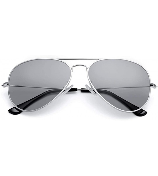 Aviator Aviator Sunglasses for Women Men Lightweight Metal Frame 100% UV Protection - Silver Frame / Grey Lens - C11900RG0K4 ...