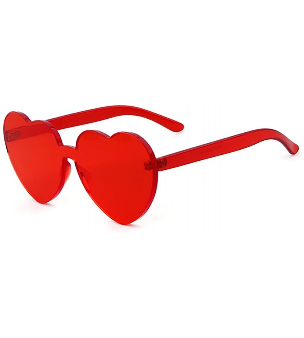 Sport Heart Shaped Rimless Sunglasses Candy Steampunk Lens for women girl - Red - C8189AZ32S6 $17.06