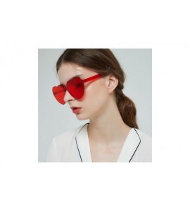 Sport Heart Shaped Rimless Sunglasses Candy Steampunk Lens for women girl - Red - C8189AZ32S6 $17.06