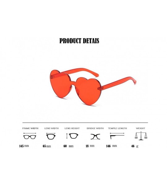 Sport Heart Shaped Rimless Sunglasses Candy Steampunk Lens for women girl - Red - C8189AZ32S6 $17.06