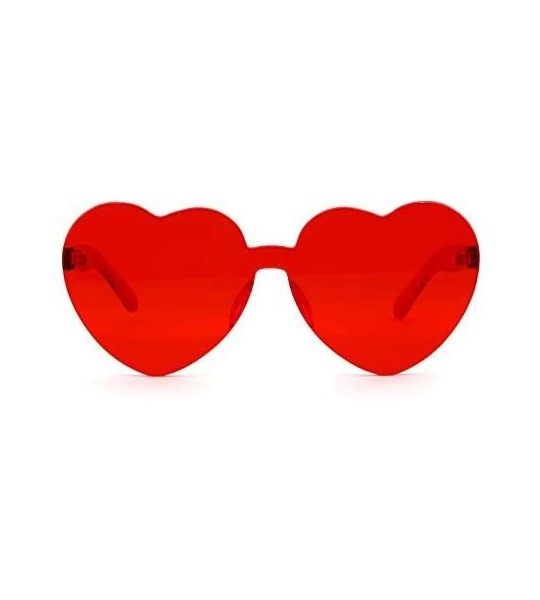 Sport Heart Shaped Rimless Sunglasses Candy Steampunk Lens for women girl - Red - C8189AZ32S6 $17.06