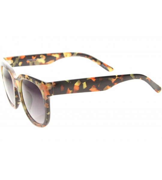 Wayfarer Women's Oversize Block Tortoise Print Square Horn Rimmed Sunglasses 53mm - Orange-block-tortoise / Lavender - CM12IG...