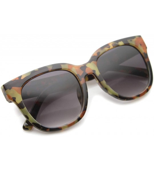 Wayfarer Women's Oversize Block Tortoise Print Square Horn Rimmed Sunglasses 53mm - Orange-block-tortoise / Lavender - CM12IG...