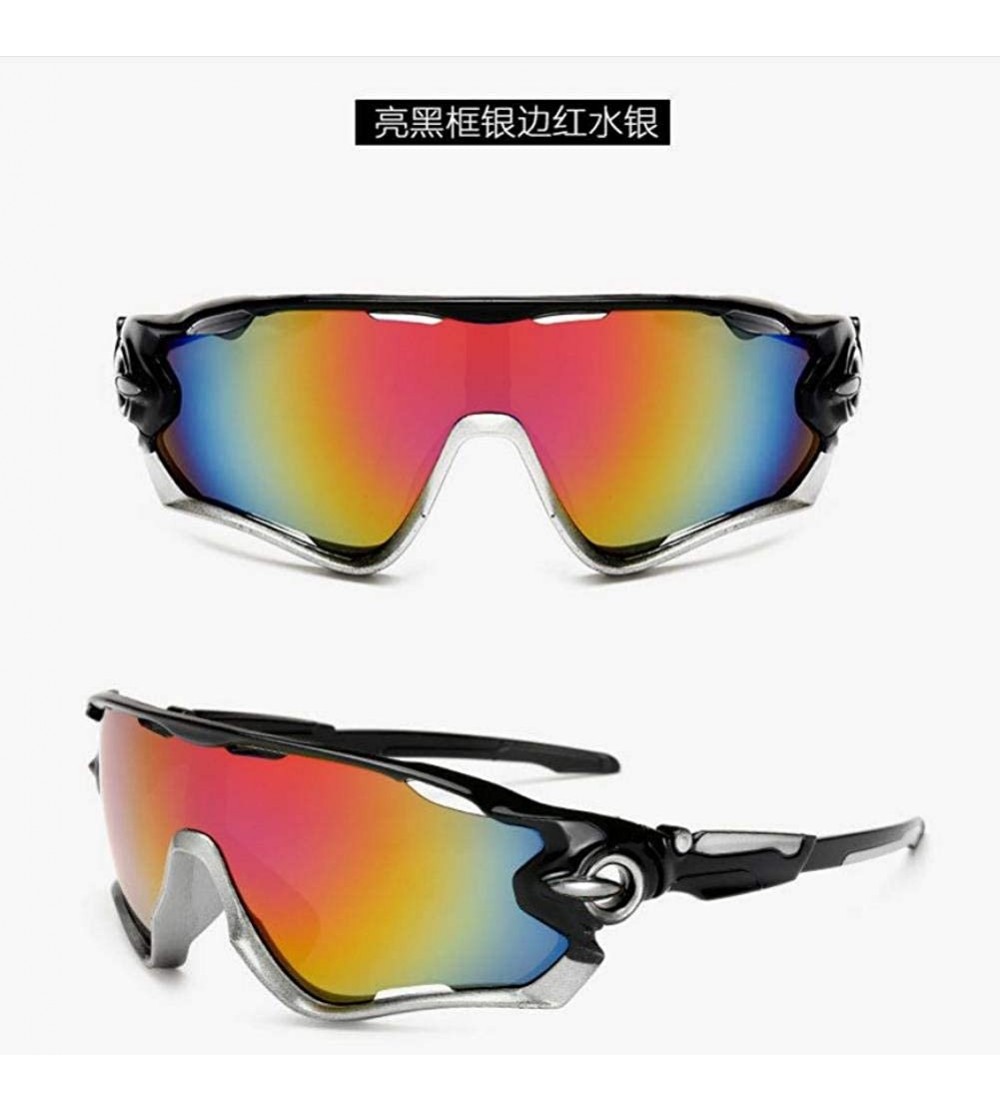 Sport Sports Sunglasses Sports Sunglasses outdoor men's and women's cycling - 7. Bright Black Frame- Silver Edge - CO18AZA22Y...