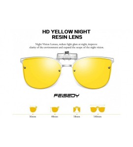 Goggle Clip On Polarized Sunglasses Cat Eye Flip for Prescription Glasses B2436 - Yellow - C718EXTUYOS $28.69