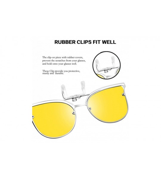 Goggle Clip On Polarized Sunglasses Cat Eye Flip for Prescription Glasses B2436 - Yellow - C718EXTUYOS $28.69