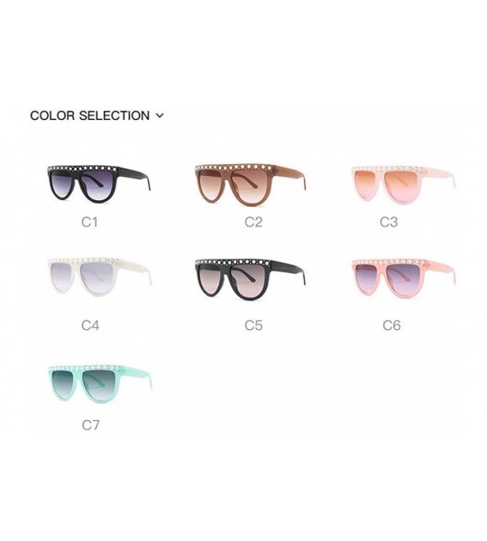 Oval Sunglasses Flat Top Sunglasses Crystal Luxury Rhinestone Oversized glasses for Women Vintage Shades UV400 - CS18NY4L9GH ...