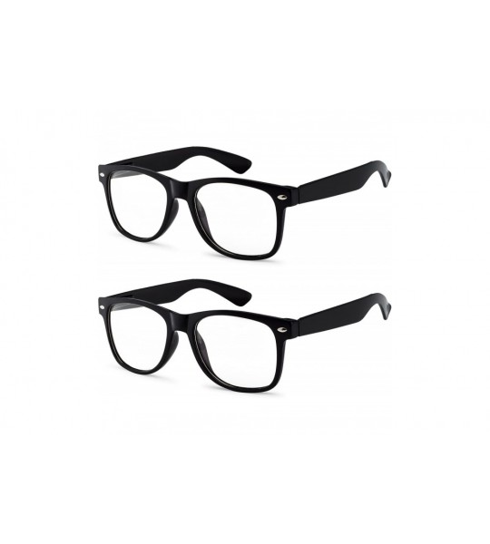 Semi-rimless Non Prescription Glasses Clear Lens Black Frame - UV Protection (2 Pack) - CS12NU8TE9U $19.96