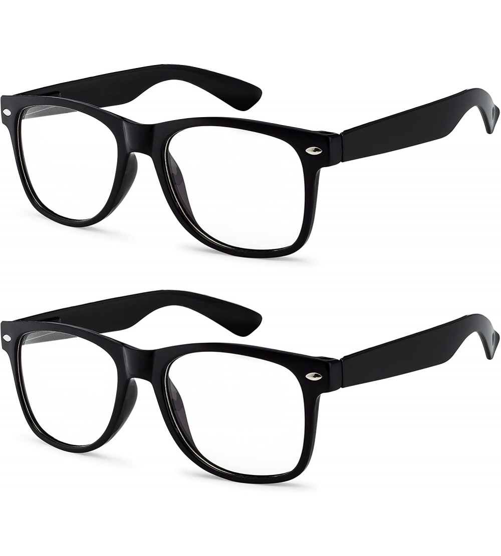 Semi-rimless Non Prescription Glasses Clear Lens Black Frame - UV Protection (2 Pack) - CS12NU8TE9U $19.96