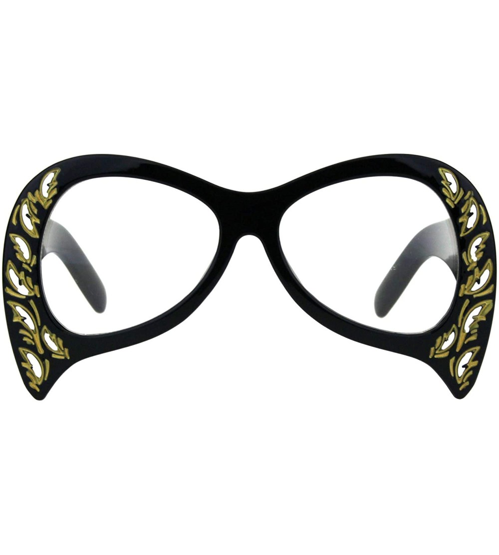 Oversized Masquerade Mask Style Sunglasses Unique Upside Down Fashion UV 400 - Black (Clear) - CU18IEG6EAQ $21.18