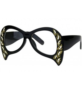 Oversized Masquerade Mask Style Sunglasses Unique Upside Down Fashion UV 400 - Black (Clear) - CU18IEG6EAQ $21.18